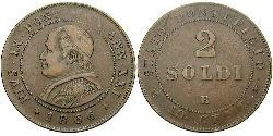 2 Soldo Vaticano (1926-) Rame Papa Pio IX (1792- 1878)