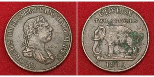 2 Stiver Sri Lanka / Reino Unido de Gran Bretaña e Irlanda (1801-1922) Cobre Jorge III (1738-1820)