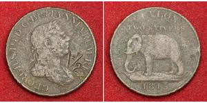 2 Stiver Sri Lanka / Reino Unido de Gran Bretaña e Irlanda (1801-1922) Cobre Jorge III (1738-1820)