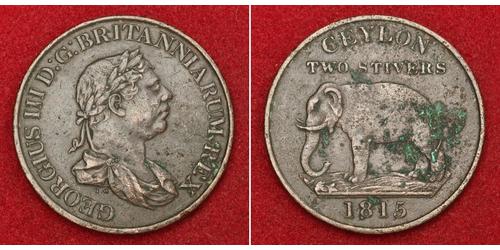 2 Stiver Sri Lanka/Ceylon / United Kingdom of Great Britain and Ireland (1801-1922) Copper George III (1738-1820)