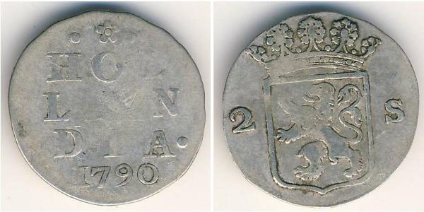 2 Stiver Provincias Unidas de los Países Bajos (1581 - 1795) Plata 