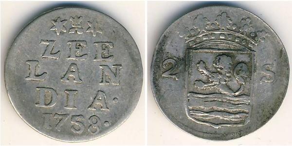 2 Stiver Republik der Sieben Vereinigten Provinzen (1581 - 1795) Silber 
