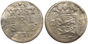 2 Stuiver Países Bajos Plata 