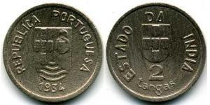 2 Tanga Inde portugaise (1510-1961) Cuivre/Nickel 