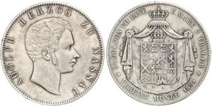 2 Thaler Duché de Nassau (1806 - 1866) Argent Adolphe (grand-duc de Luxembourg)