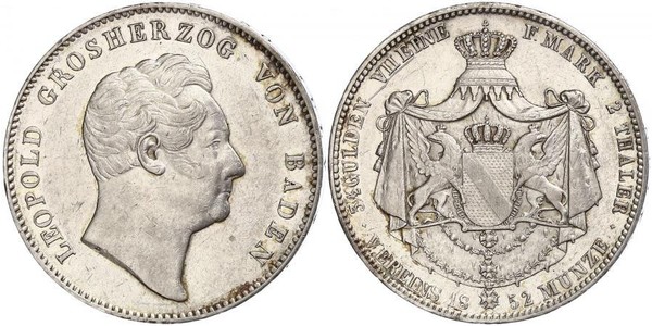 2 Thaler Grand-duché de Bade (1806-1918) Argent Léopold Ier de Bade(1790 – 1852)