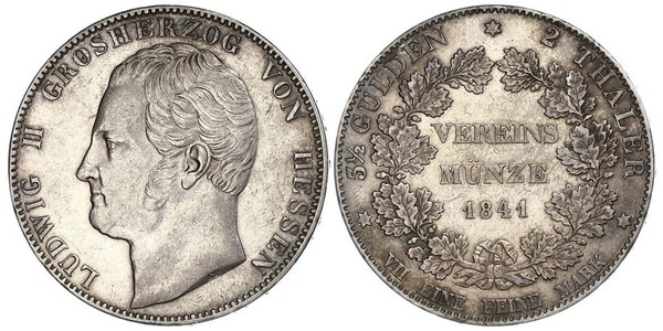 2 Thaler Grand-duché de Hesse (1806 - 1918) Argent Louis II de Hesse