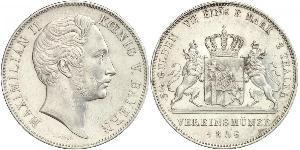 2 Thaler Royaume de Bavière (1806 - 1918) Argent Maximilien II de Bavière(1811 - 1864)