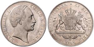 2 Thaler Royaume de Bavière (1806 - 1918) Argent Maximilien II de Bavière(1811 - 1864)