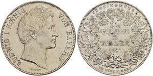 2 Thaler Royaume de Bavière (1806 - 1918) Argent Louis Ier de Bavière(1786 – 1868)