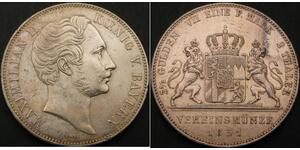 2 Thaler Royaume de Bavière (1806 - 1918) Argent Maximilien II de Bavière(1811 - 1864)