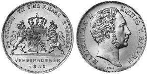 2 Thaler Royaume de Bavière (1806 - 1918) Argent Maximilien II de Bavière(1811 - 1864)