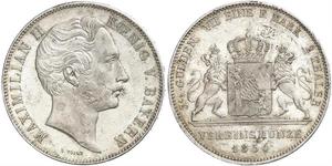 2 Thaler Royaume de Bavière (1806 - 1918) Argent Maximilien II de Bavière(1811 - 1864)