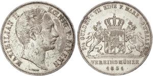 2 Thaler Royaume de Bavière (1806 - 1918) Argent Maximilien II de Bavière(1811 - 1864)