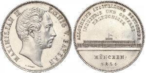 2 Thaler Royaume de Bavière (1806 - 1918) Argent Maximilien II de Bavière(1811 - 1864)