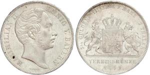 2 Thaler Royaume de Bavière (1806 - 1918) Argent Maximilien II de Bavière(1811 - 1864)