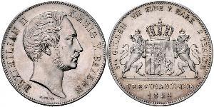 2 Thaler Royaume de Bavière (1806 - 1918) Argent Maximilien II de Bavière(1811 - 1864)