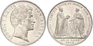 2 Thaler Royaume de Bavière (1806 - 1918) Argent Louis Ier de Bavière(1786 – 1868)