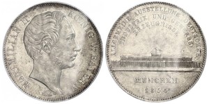 2 Thaler Royaume de Bavière (1806 - 1918) Argent Maximilien II de Bavière(1811 - 1864)