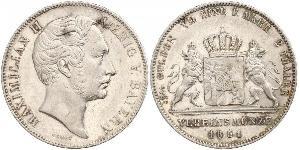 2 Thaler Royaume de Bavière (1806 - 1918) Argent Maximilien II de Bavière(1811 - 1864)