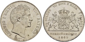 2 Thaler Royaume de Bavière (1806 - 1918) Argent Louis Ier de Bavière(1786 – 1868)