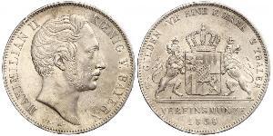 2 Thaler Royaume de Bavière (1806 - 1918) Argent Maximilien II de Bavière(1811 - 1864)