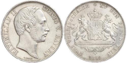 2 Thaler Royaume de Bavière (1806 - 1918) Argent Maximilien II de Bavière(1811 - 1864)