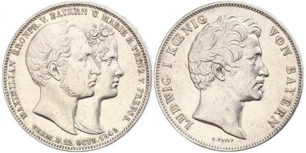 2 Thaler Royaume de Bavière (1806 - 1918) Argent Louis Ier de Bavière(1786 – 1868)