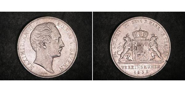 2 Thaler Royaume de Bavière (1806 - 1918) Argent Maximilien II de Bavière(1811 - 1864)