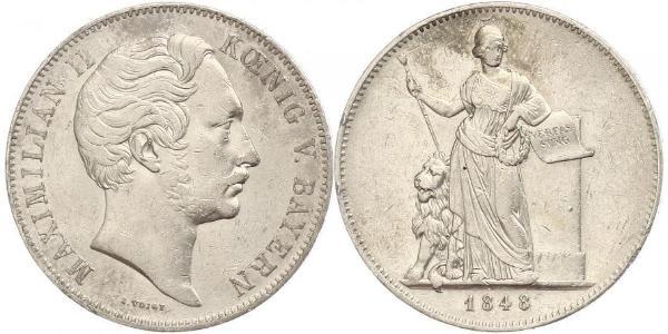 2 Thaler Royaume de Bavière (1806 - 1918) Argent Maximilien II de Bavière(1811 - 1864)