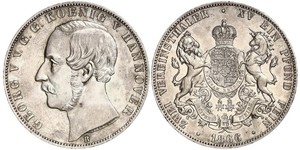 2 Thaler Royaume de Hanovre (1814 - 1866) Argent Georges V de Hanovre (1819 - 1878)