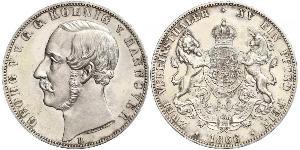 2 Thaler Royaume de Hanovre (1814 - 1866) Argent Georges V de Hanovre (1819 - 1878)