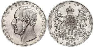 2 Thaler Royaume de Hanovre (1814 - 1866) Argent Georges V de Hanovre (1819 - 1878)