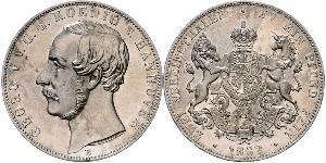 2 Thaler Royaume de Hanovre (1814 - 1866) Argent Georges V de Hanovre (1819 - 1878)