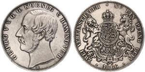 2 Thaler Royaume de Hanovre (1814 - 1866) Argent Georges V de Hanovre (1819 - 1878)