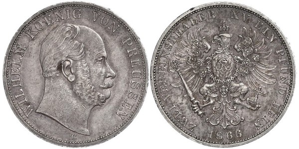 2 Thaler Royaume de Prusse (1701-1918) Argent Wilhelm I, German Emperor (1797-1888)