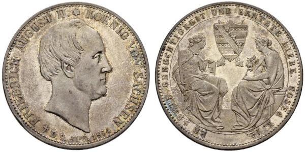 2 Thaler Royaume de Saxe (1806 - 1918) Argent Frédéric-Auguste II de Saxe