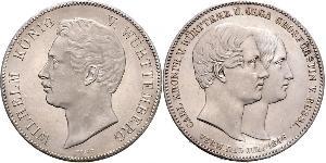 2 Thaler Royaume de Wurtemberg (1806-1918) Argent Guillaume Ier de Wurtemberg