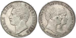 2 Thaler Royaume de Wurtemberg (1806-1918) Argent Guillaume Ier de Wurtemberg