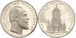 2 Thaler Royaume de Wurtemberg (1806-1918) Argent Charles Ier de Wurtemberg