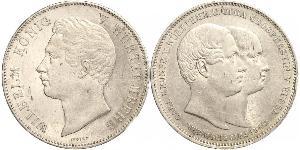 2 Thaler Royaume de Wurtemberg (1806-1918) Argent Guillaume Ier de Wurtemberg