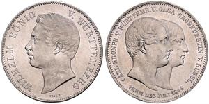 2 Thaler Royaume de Wurtemberg (1806-1918) Argent Guillaume Ier de Wurtemberg