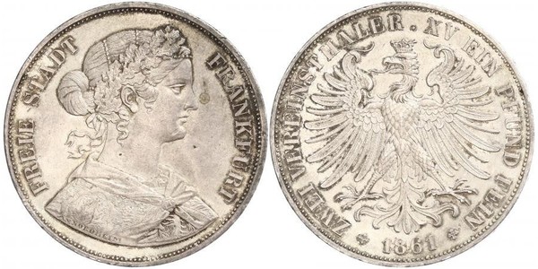 2 Thaler States of Germany Argent 