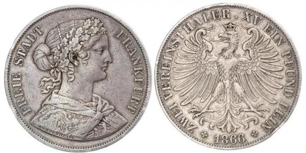 2 Thaler States of Germany Argent 