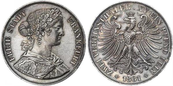 2 Thaler States of Germany Argent 