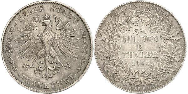 2 Thaler Ville libre de Francfort Argent 