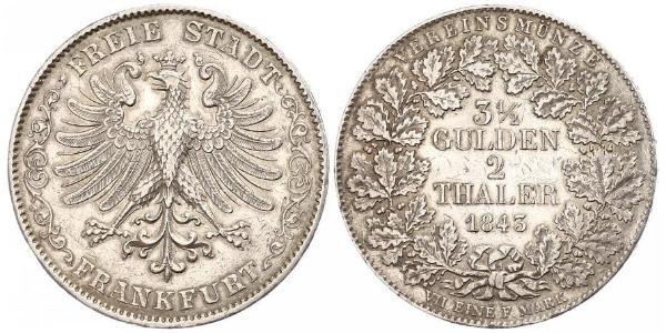 2 Thaler Ville libre de Francfort Argent 