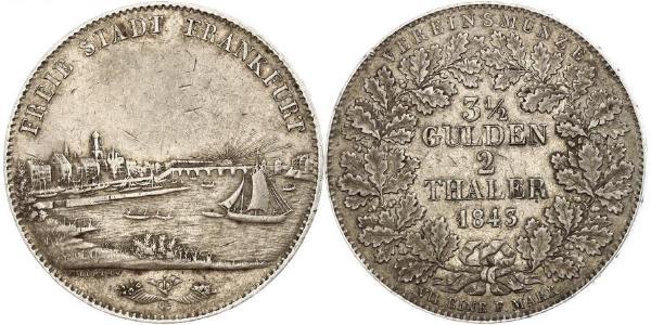 2 Thaler Ville libre de Francfort Argent 