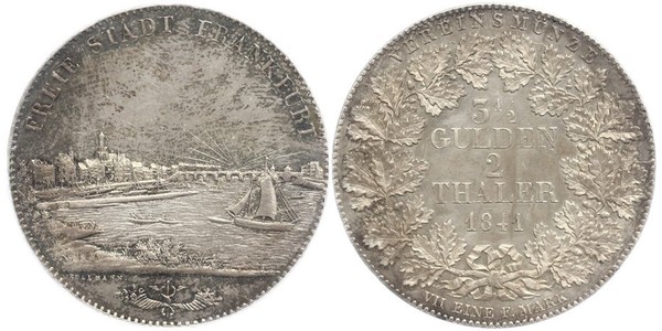 2 Thaler Ville libre de Francfort Argent 