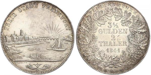 2 Thaler Ville libre de Francfort Argent 